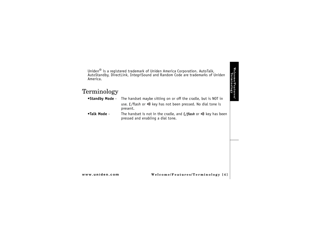 Uniden DMX 776 owner manual Terminology, Talk Mode 