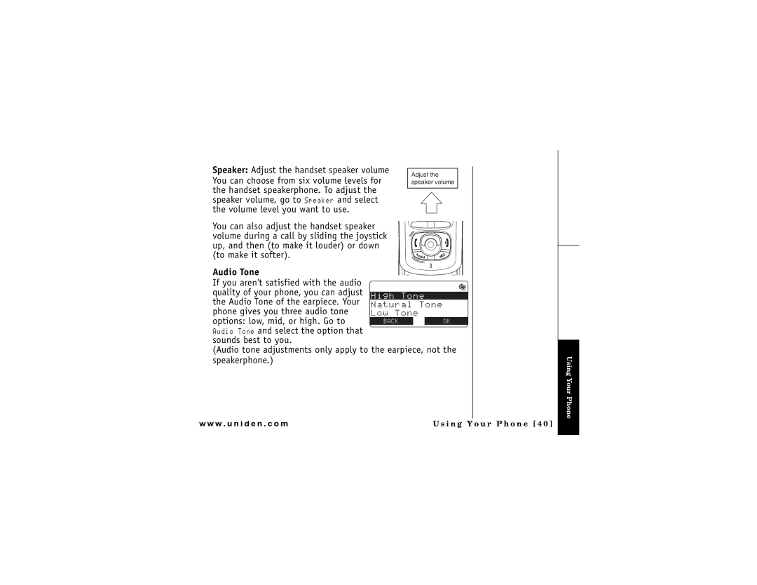 Uniden DMX 778 Series owner manual Audio Tone, Earpiece, not 