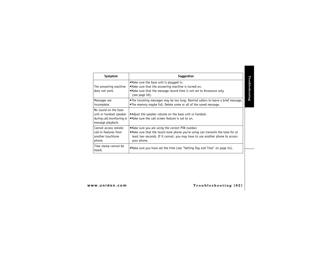 Uniden DMX 778 Series owner manual Make sure the base unit is plugged 