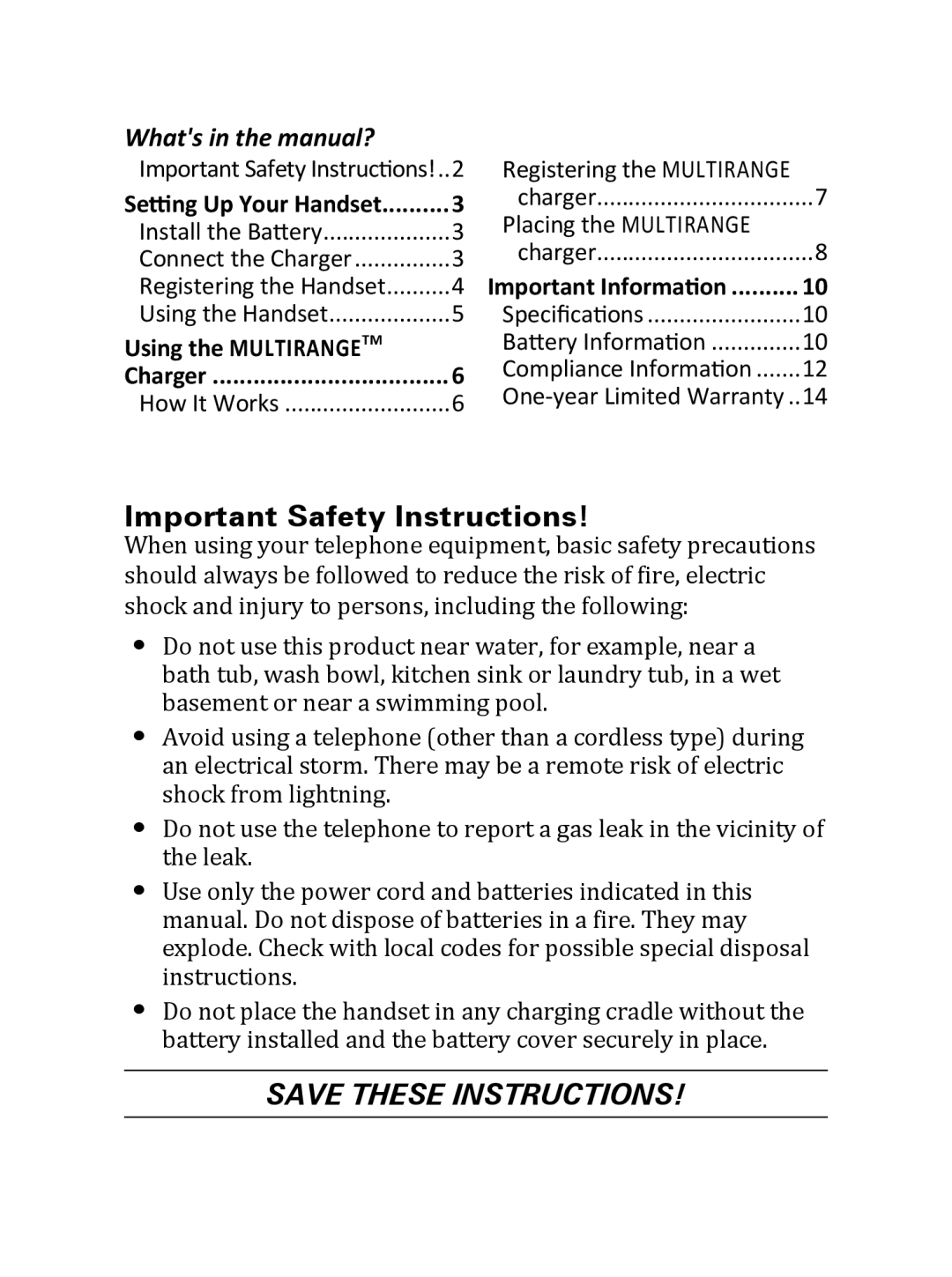 Uniden DRX332 Important Safety Instructions, Whats in the manual? 