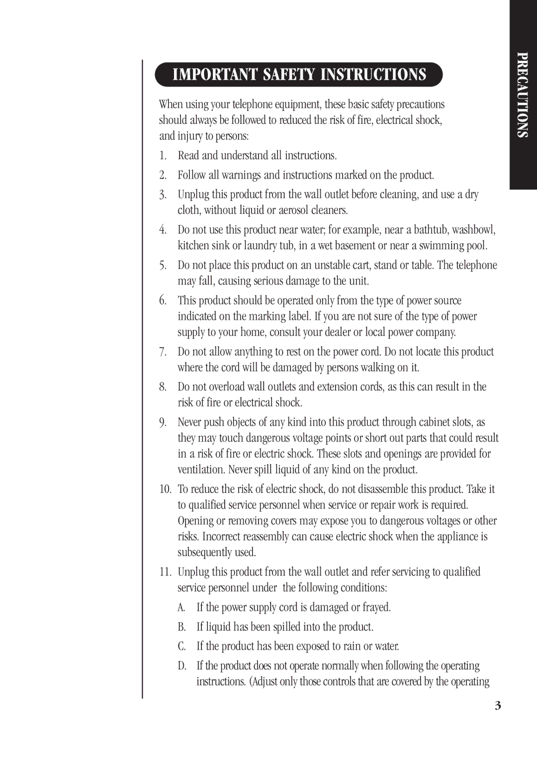 Uniden DS72 manual Important Safety Instructions 