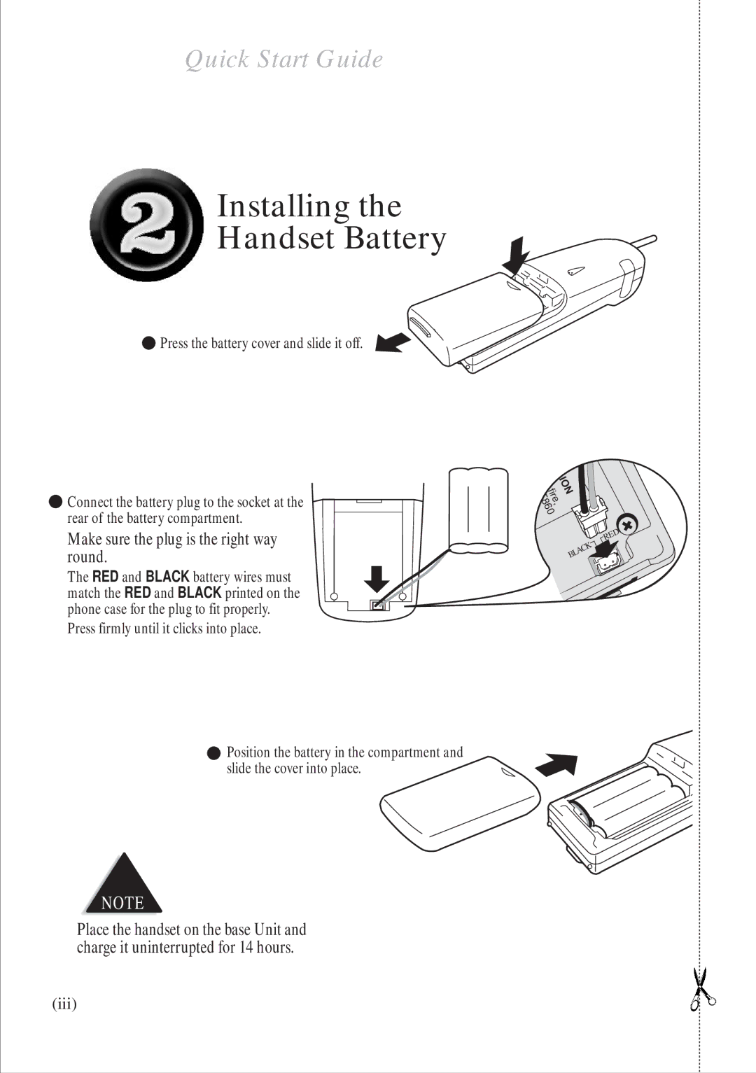 Uniden DS845 quick start Make sure the plug is the right way round, Press firmly until it clicks into place, Iii 