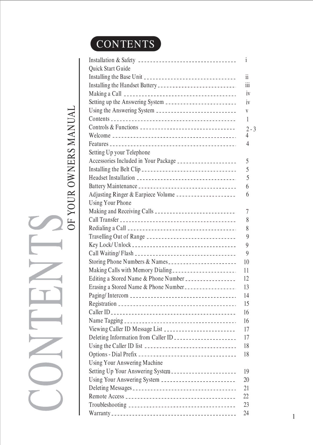 Uniden DS845 quick start Contents 