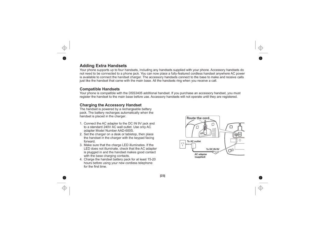 Uniden DSS3415+1 owner manual Adding Extra Handsets, Compatible Handsets, Charging the Accessory Handset 