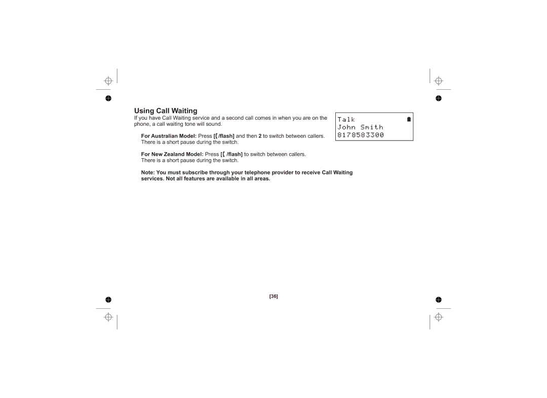 Uniden DSS3415+1 owner manual Using Call Waiting 