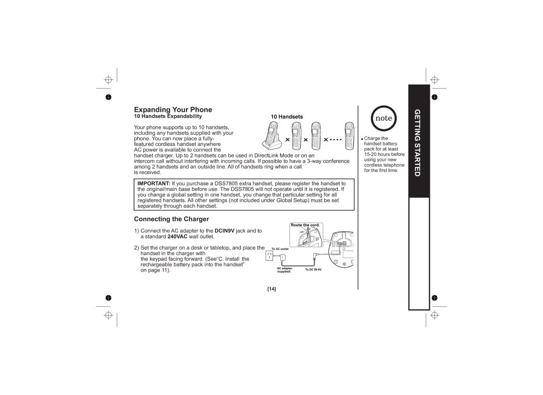 Uniden DSS7815, DSS7815 +1 Series, DSS7815 Series Expanding Your Phone, Connecting the Charger, Handsets Expandability 