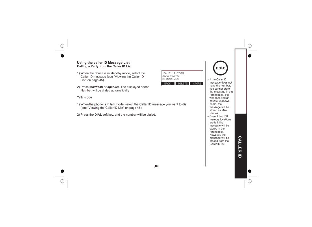 Uniden DSS7815, DSS7815 +1 Series owner manual Using the caller ID Message List, Calling a Party from the Caller ID List 