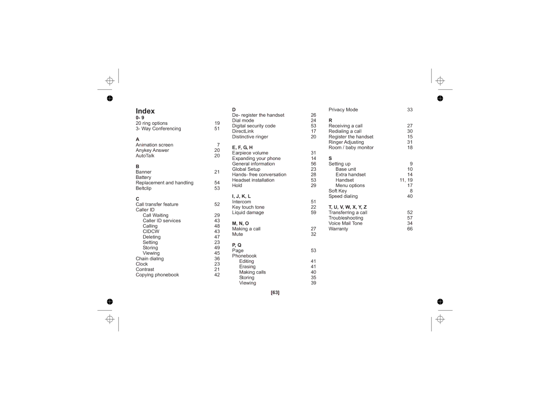 Uniden DSS7815 Series, DSS7815, DSS7815 +1 Series owner manual Index, Banner Battery 