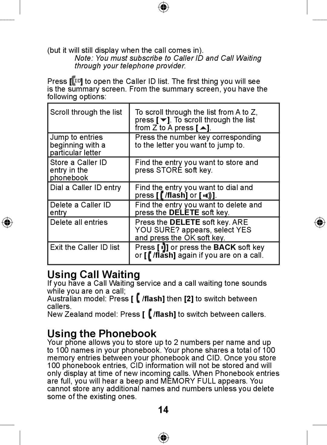 Uniden DSS7905 owner manual Using Call Waiting, Using the Phonebook, Press /flash or 