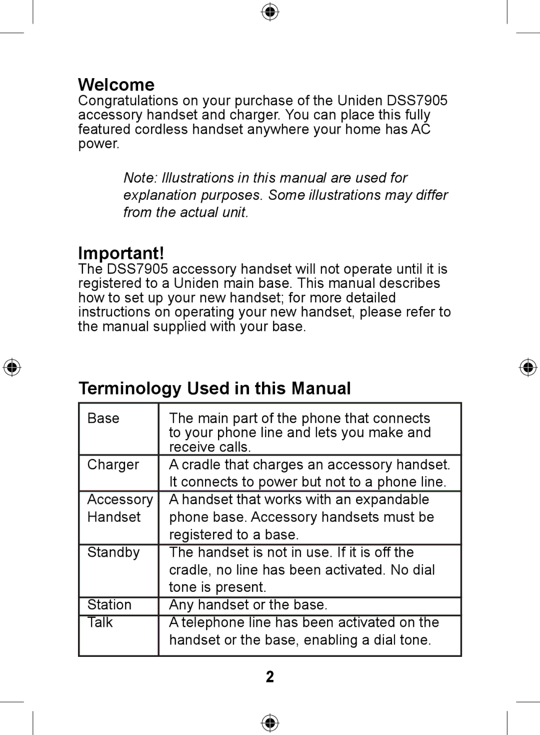 Uniden DSS7905 owner manual Welcome, Terminology Used in this Manual 