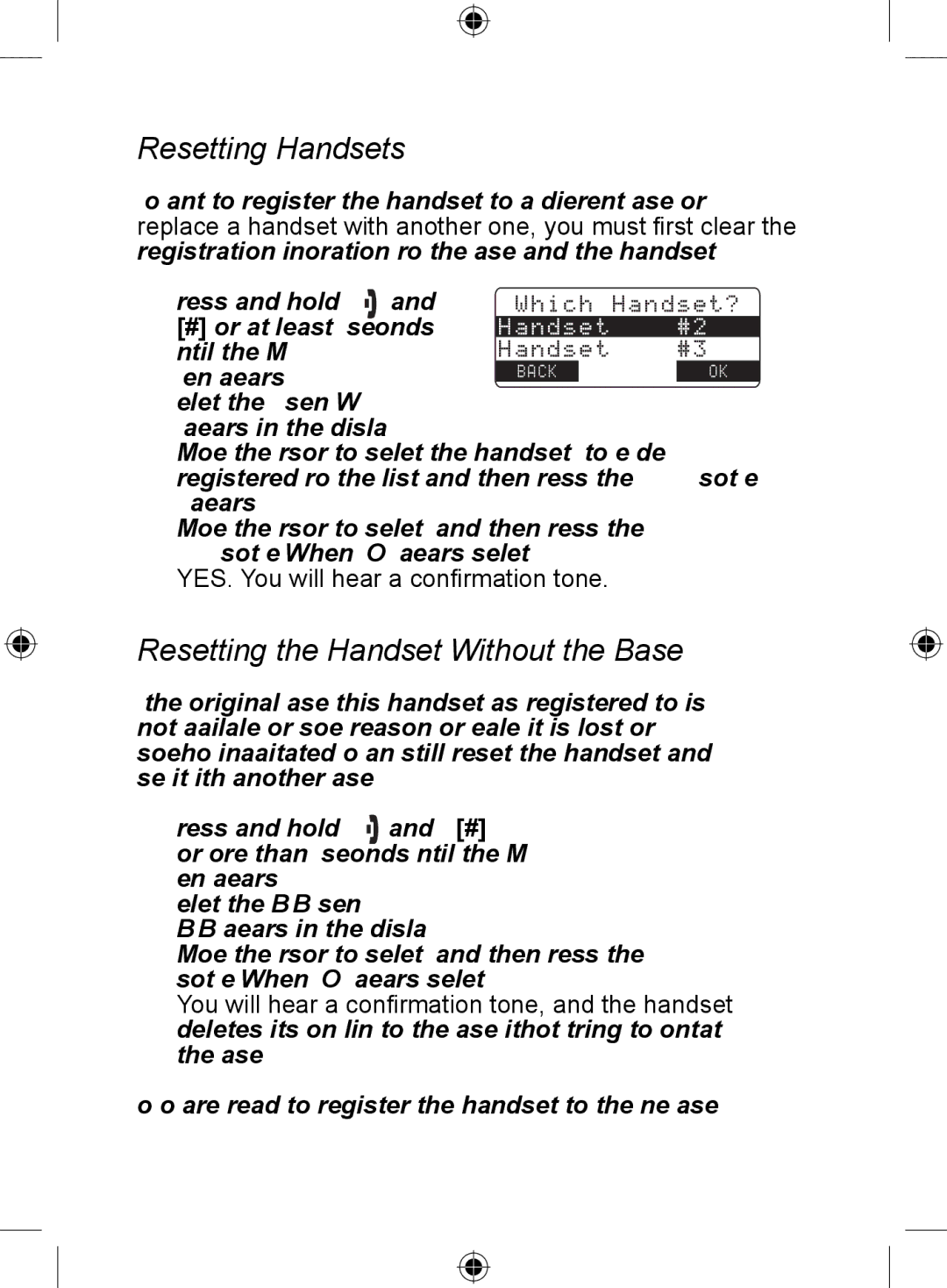 Uniden DSS7905 owner manual Resetting Handsets, Resetting the Handset Without the Base 