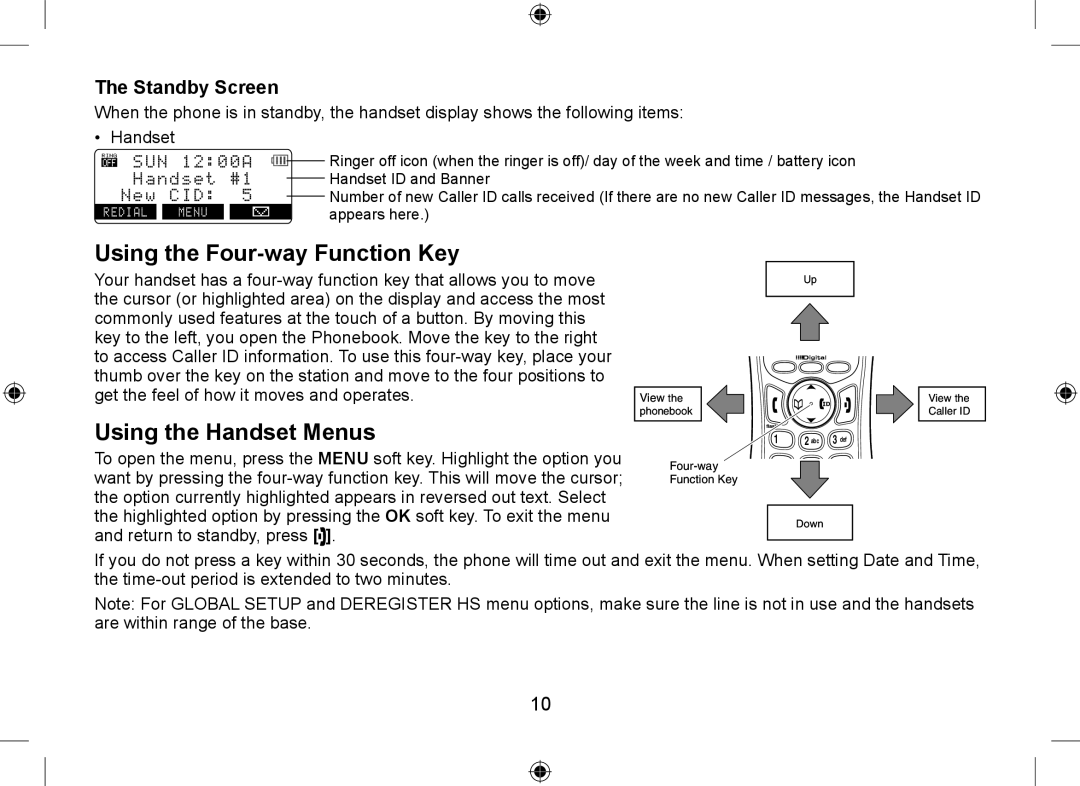 Uniden DSS7915+1 owner manual Using the Four-way Function Key, Using the Handset Menus 