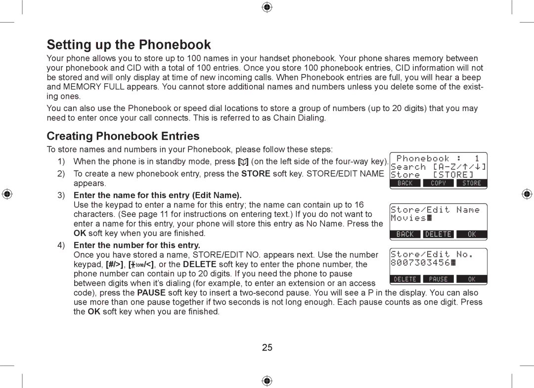 Uniden DSS7915+1 owner manual Setting up the Phonebook, Creating Phonebook Entries, Enter the name for this entry Edit Name 