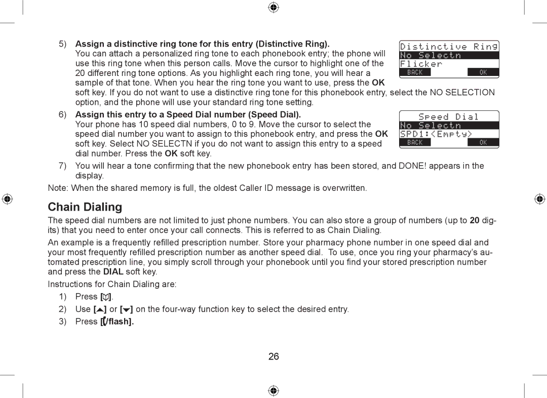 Uniden DSS7915+1 owner manual Chain Dialing, Assign this entry to a Speed Dial number Speed Dial, Press /flash 