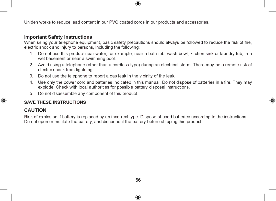 Uniden DSS7915+1 owner manual Important Safety Instructions 