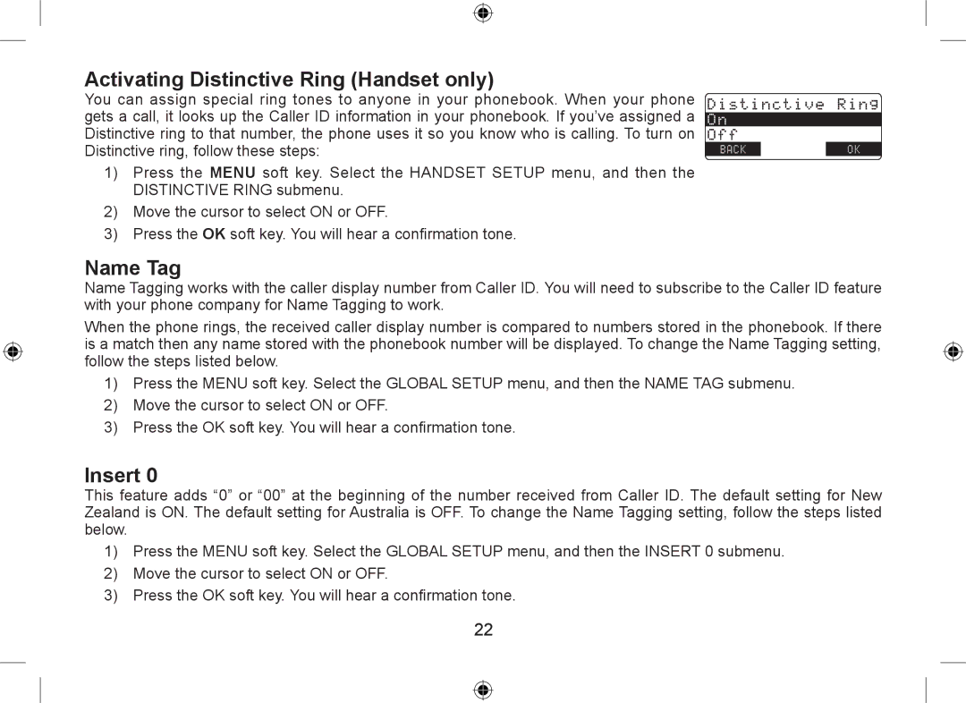 Uniden DSS7955+2, DSS7955+1 owner manual Activating Distinctive Ring Handset only, Name Tag, Insert 
