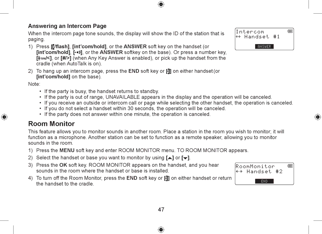 Uniden DSS7955+1, DSS7955+2 owner manual Room Monitor, Answering an Intercom 