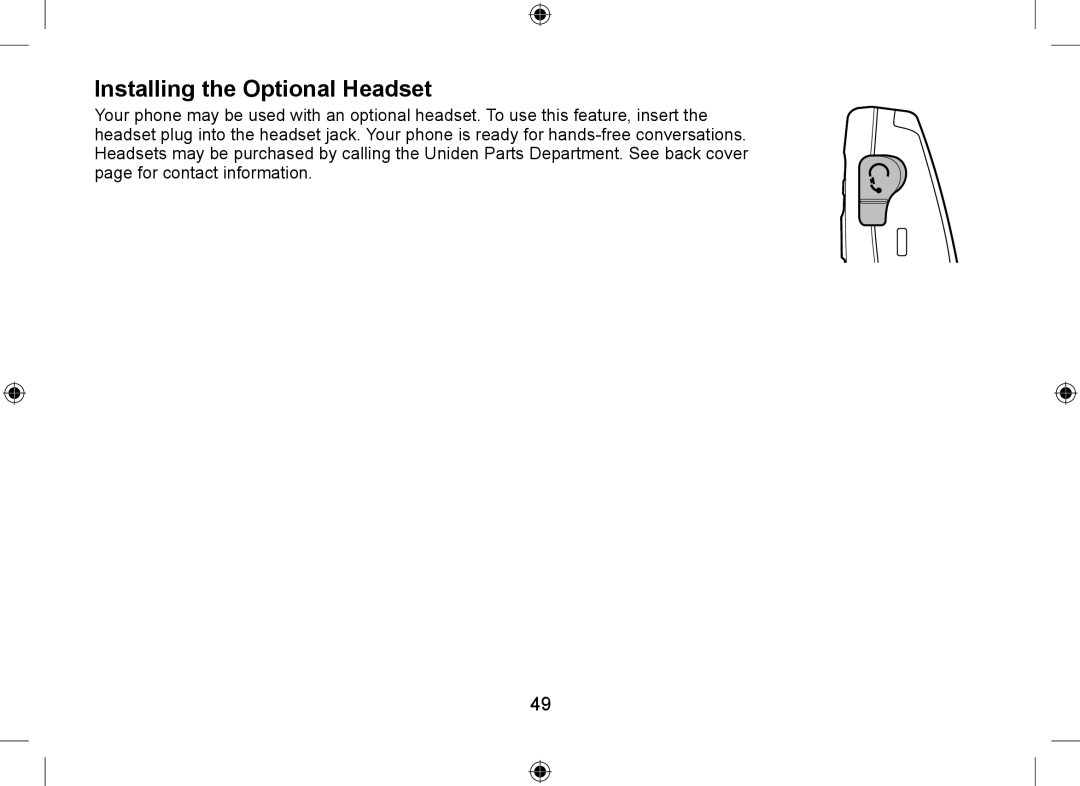 Uniden DSS7955+2, DSS7955+1 owner manual Installing the Optional Headset 