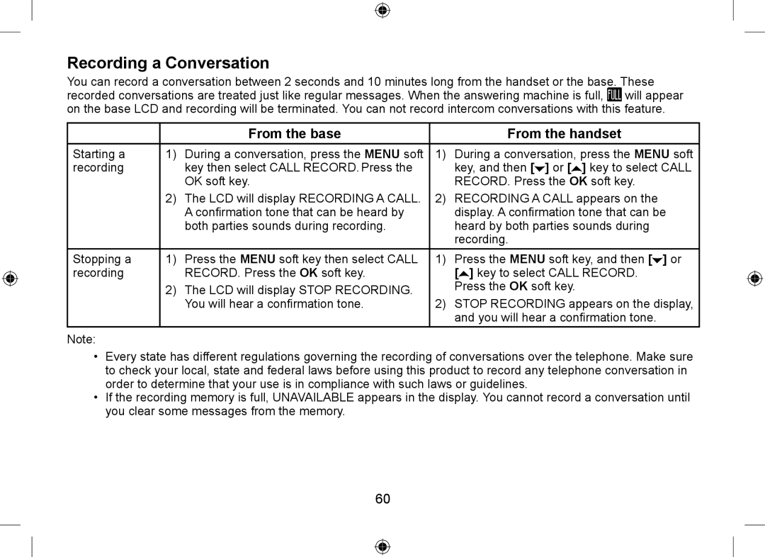 Uniden DSS7955+1, DSS7955+2 owner manual Recording a Conversation 