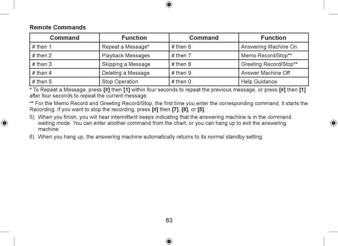 Uniden DSS7955+1, DSS7955+2 owner manual Remote Commands, Command Function 