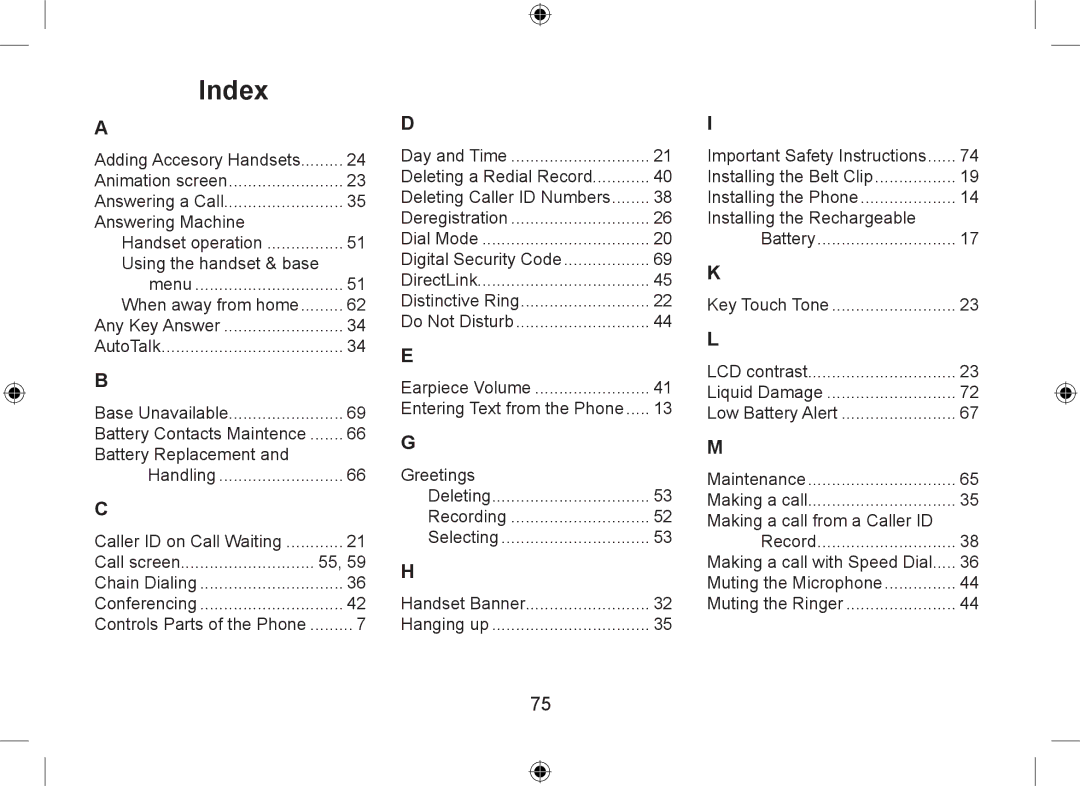 Uniden DSS7955+1, DSS7955+2 owner manual Index 