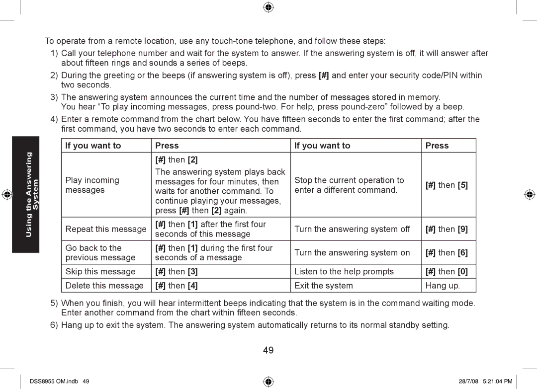 Uniden DSS8955+1, DSS8955+2, DSS8955+3 manual If you want to Press # then 