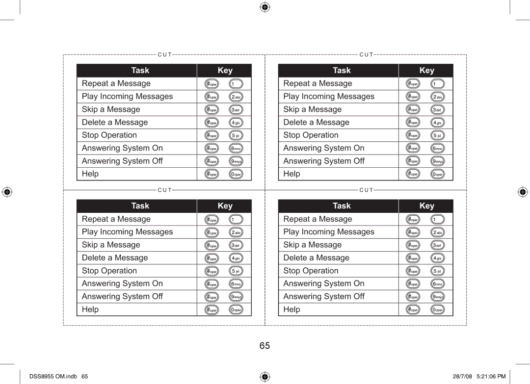 Uniden DSS8955+1, DSS8955+2, DSS8955+3 manual Task Key 