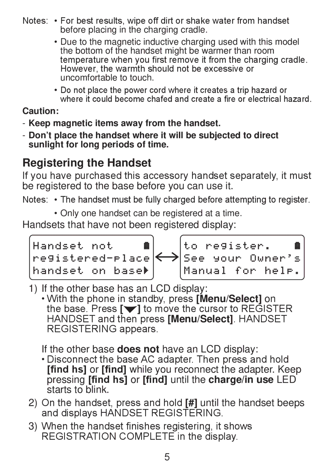 Uniden DWX207 manual Registering the Handset 