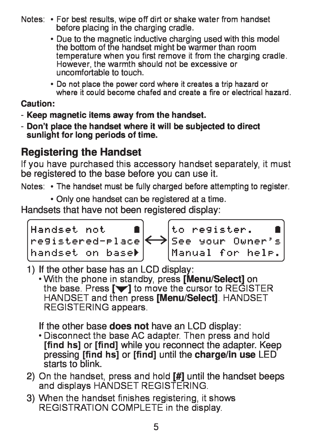 Uniden DWX207 manual Registering the Handset 