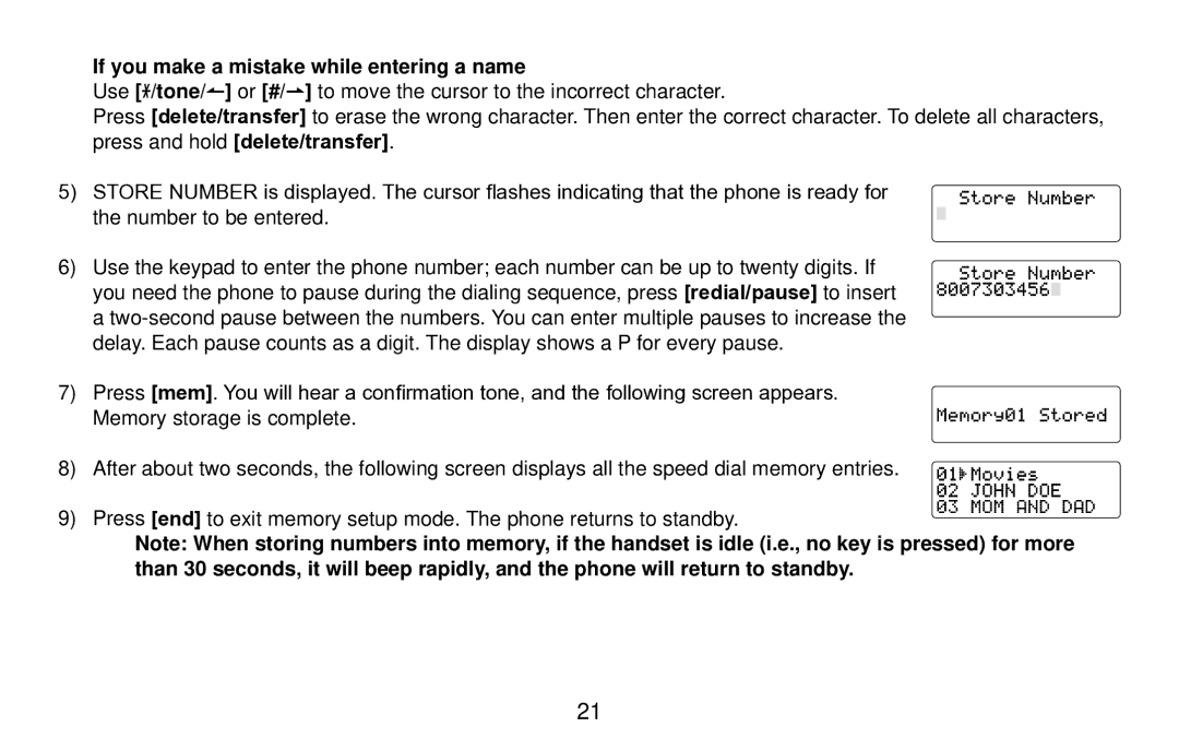 Uniden DX15686 Series manual If you make a mistake while entering a name 