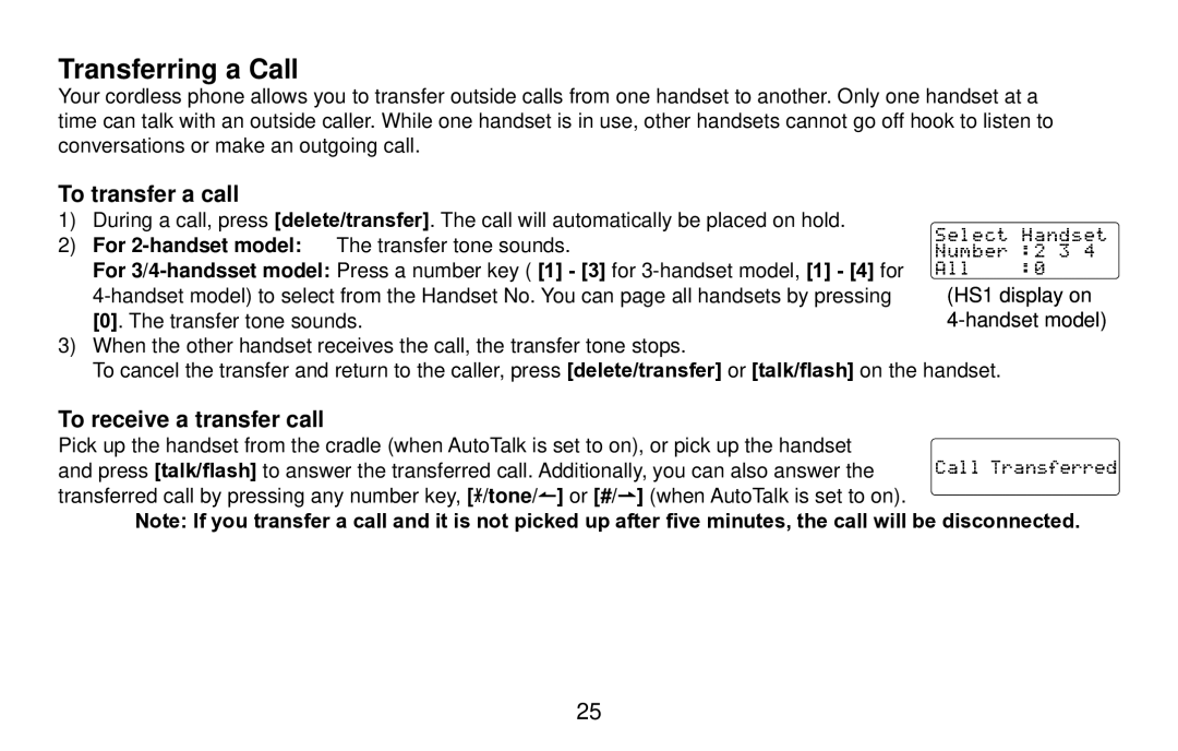 Uniden DX15686 Series manual Transferring a Call, To transfer a call, To receive a transfer call, HS1 display on 