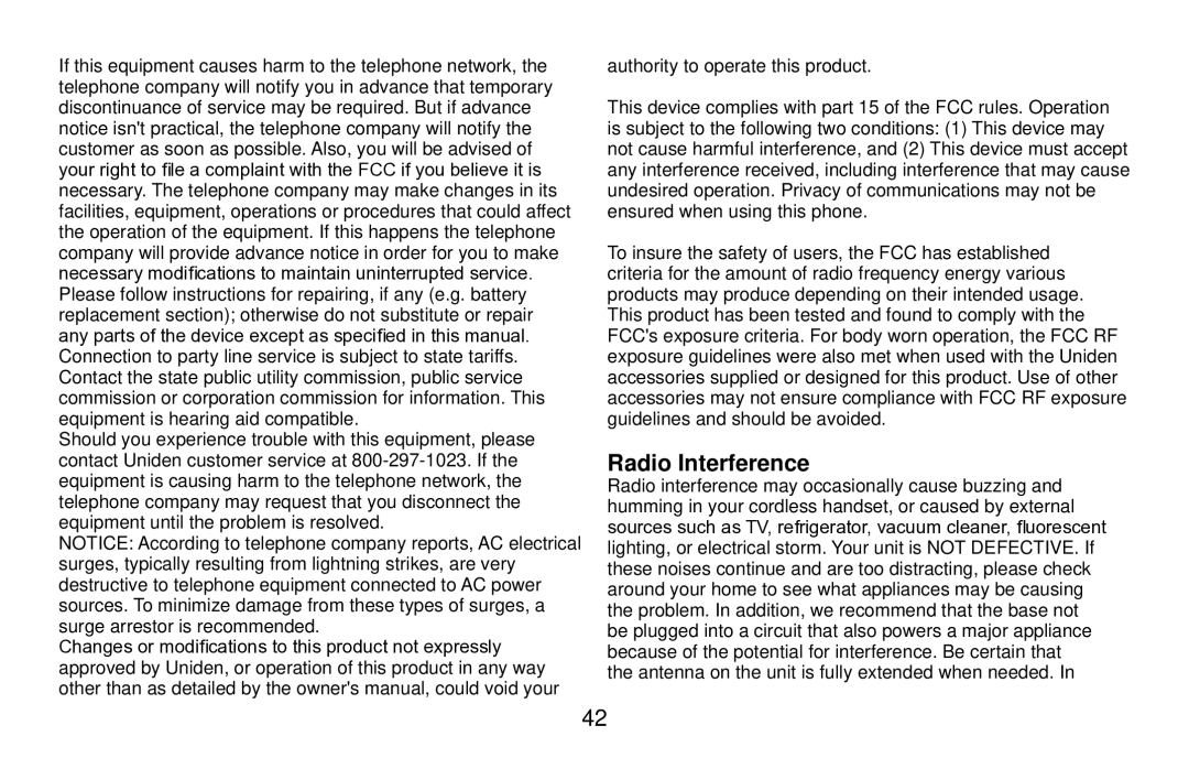 Uniden DX15686 Series manual Radio Interference 