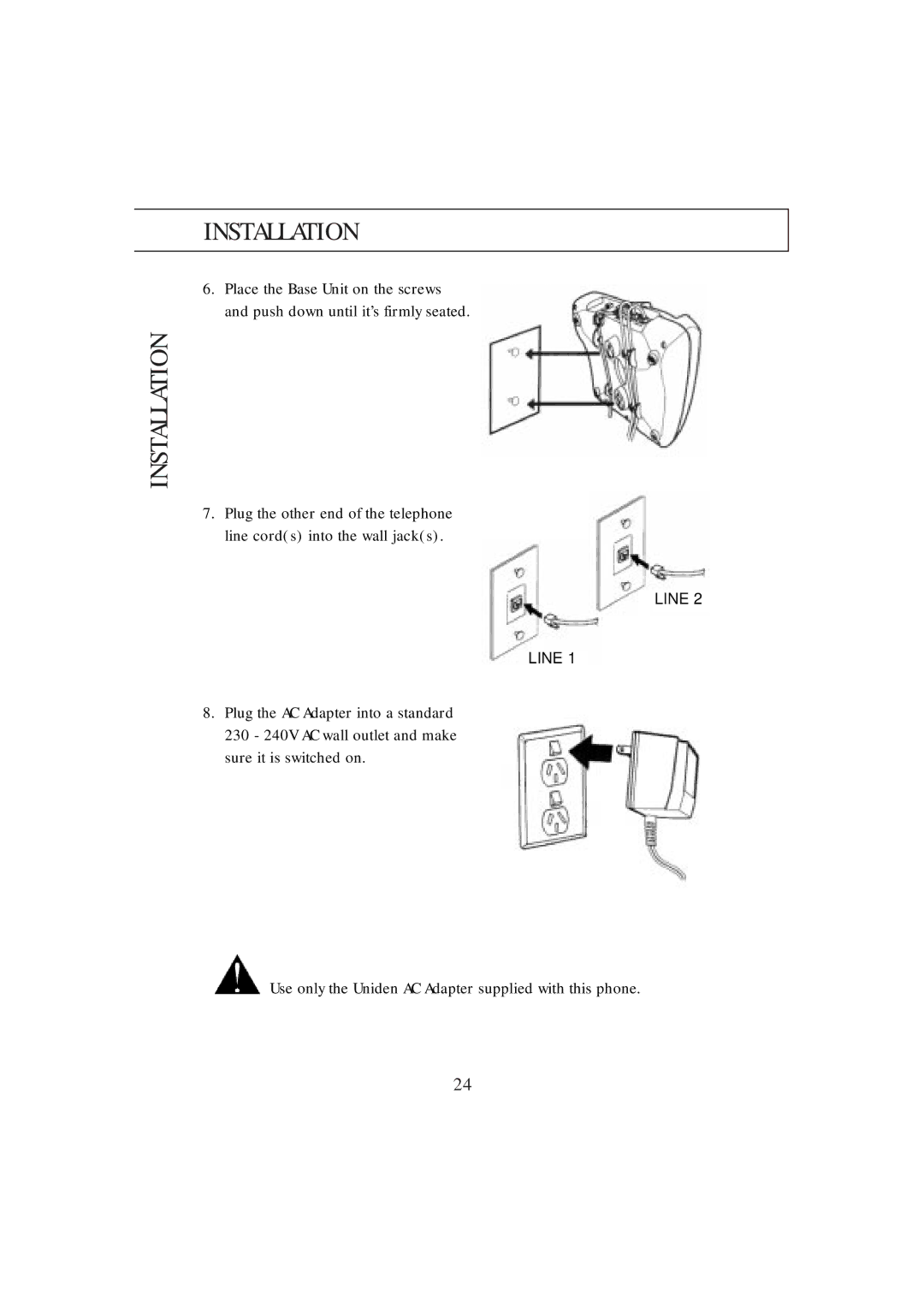 Uniden DX8200 manual Installation 