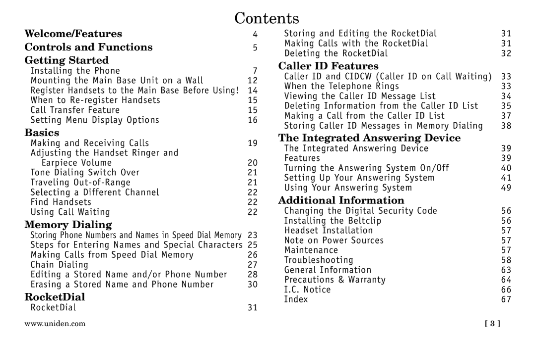 Uniden DXAI 5188-2 Series manual Contents 