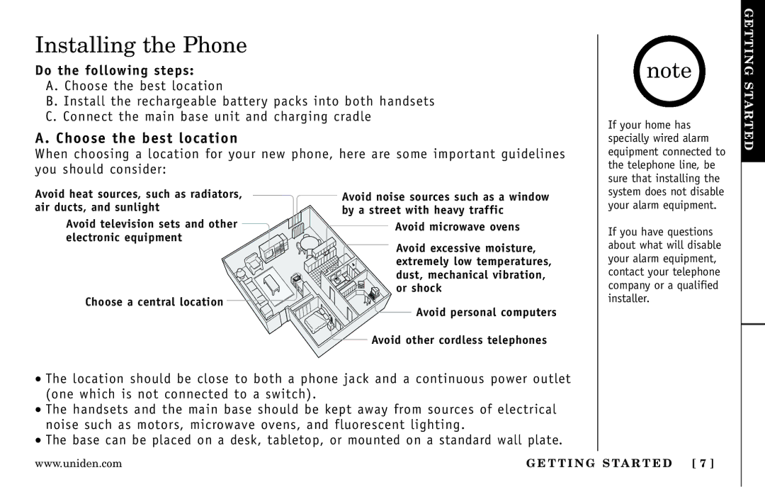 Uniden DXAI 5188-2 Series manual Installing the Phone, Choose the best location, Do the following steps 