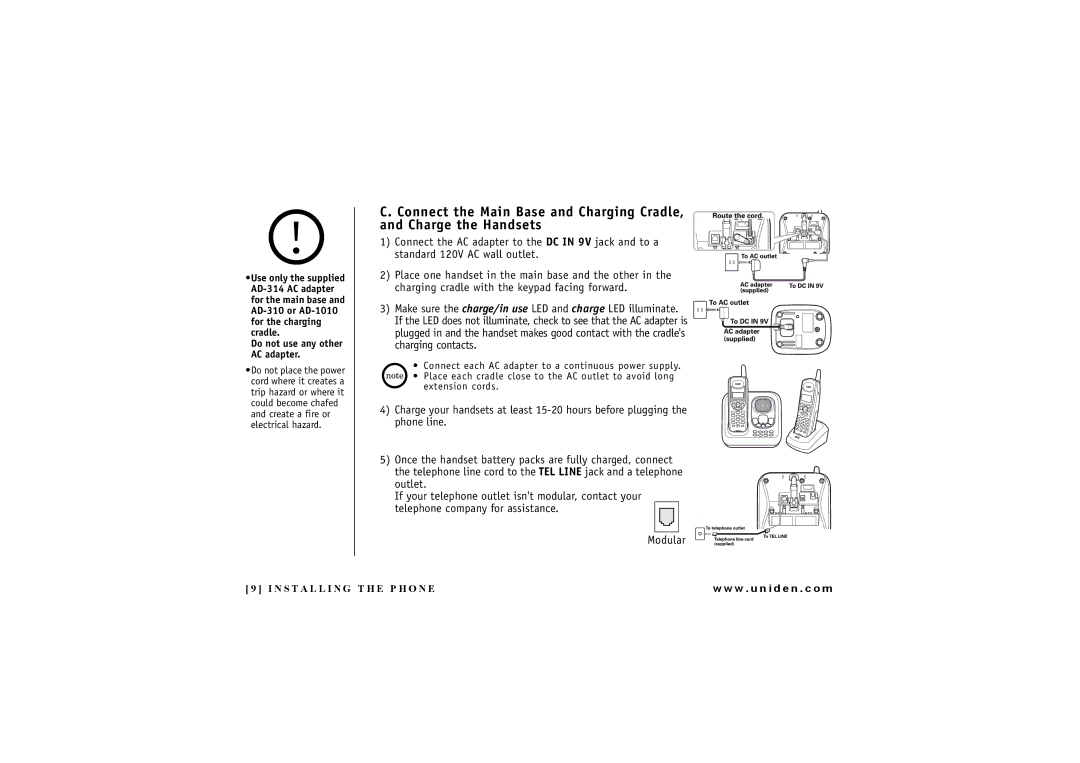 Uniden DXAI4288-2 manual Extension cords 