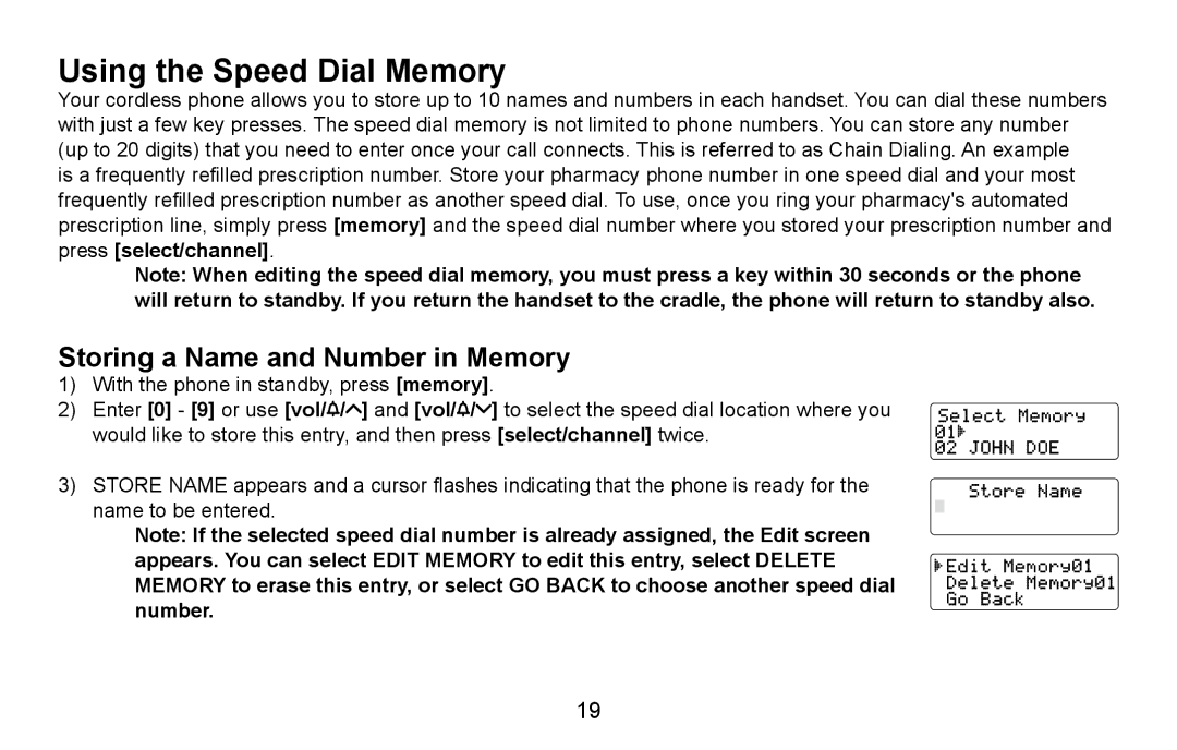 Uniden DXAI4588 manual Using the Speed Dial Memory, Storing a Name and Number in Memory 