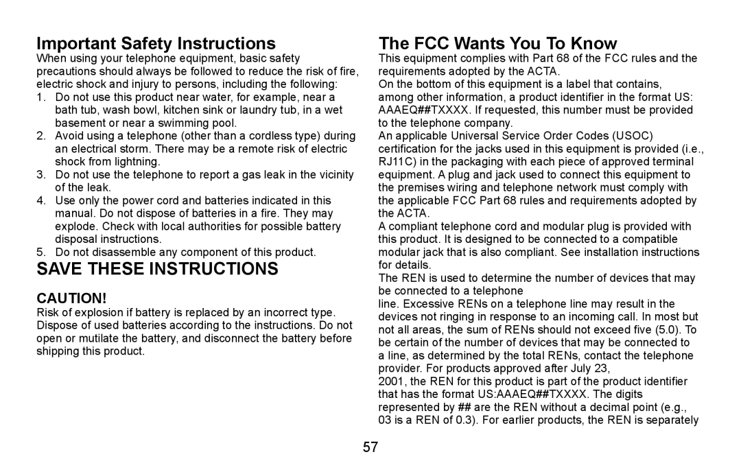 Uniden DXAI4588 manual Important Safety Instructions, FCC Wants You To Know 