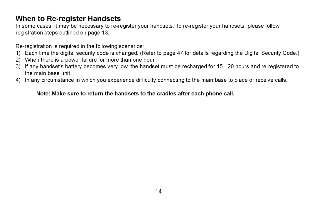 Uniden DXAI5688 manual When to Re-register Handsets 