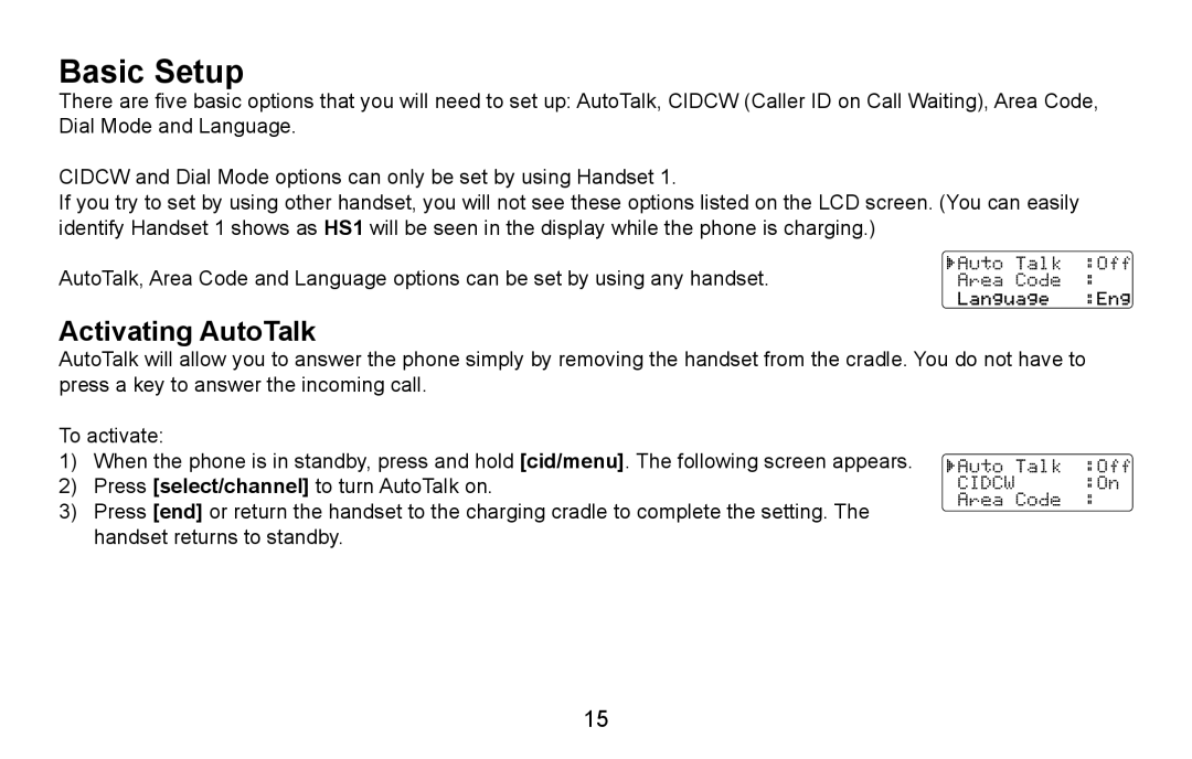 Uniden DXAI5688 manual Basic Setup, Activating AutoTalk 