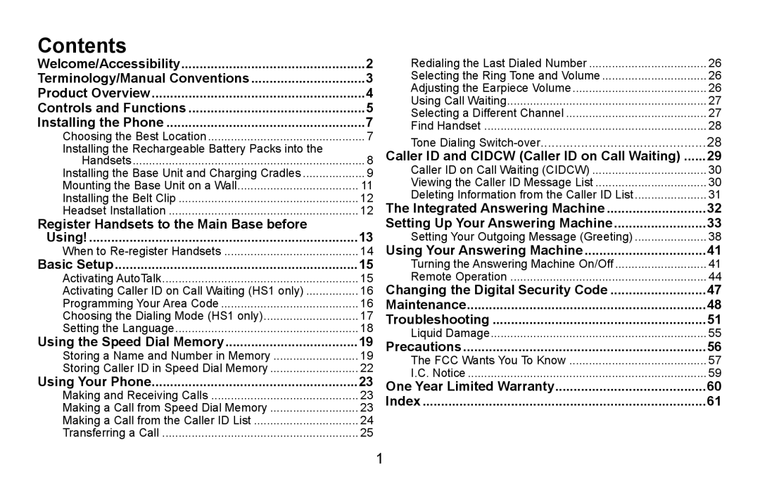 Uniden DXAI5688 manual Contents 