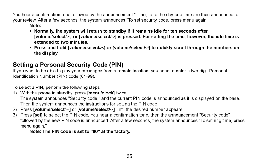 Uniden DXAI5688 manual Setting a Personal Security Code PIN 