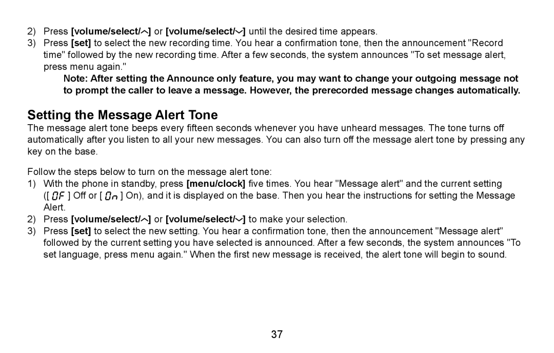 Uniden DXAI5688 manual Setting the Message Alert Tone 