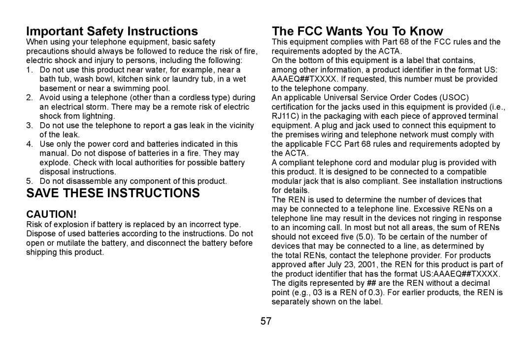 Uniden DXAI5688 manual Important Safety Instructions, FCC Wants You To Know 