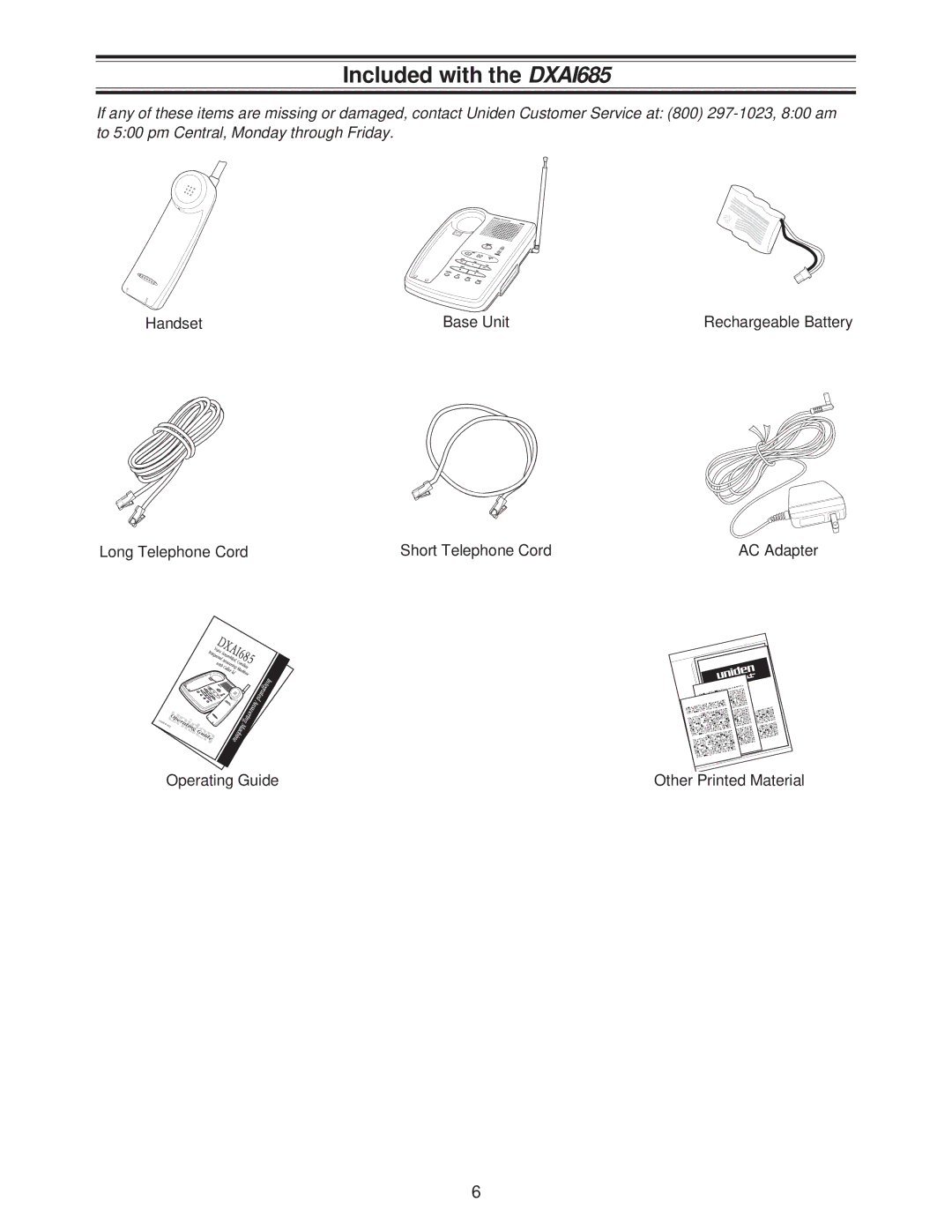 Uniden important safety instructions Included with the DXAI685 