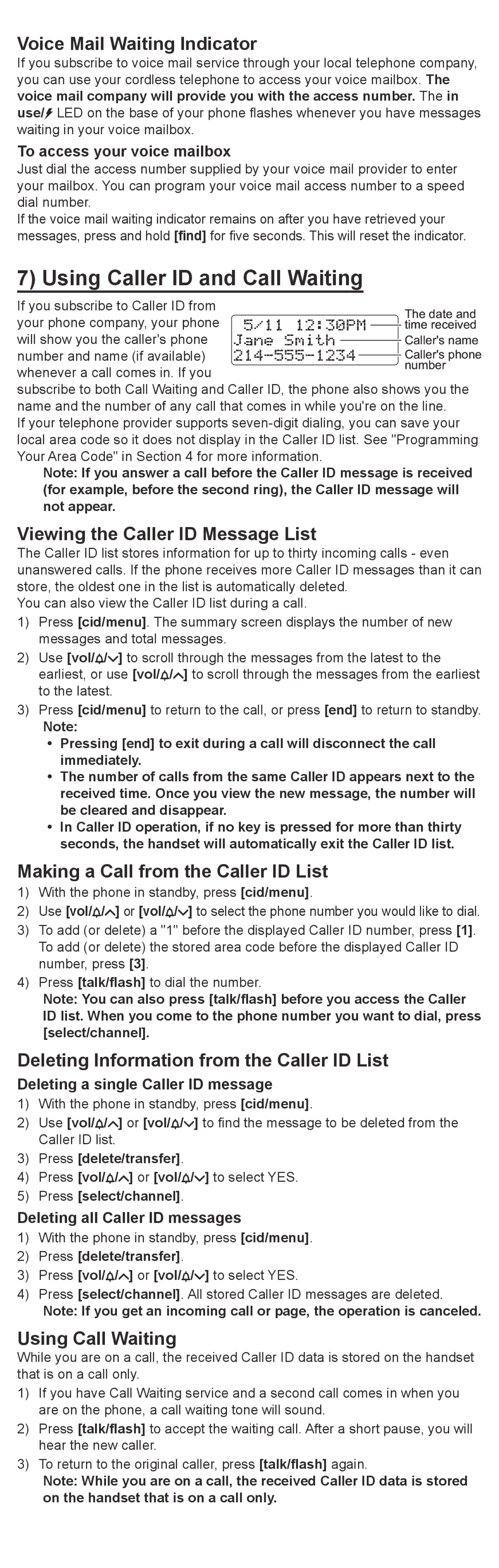 Uniden DXI4560, DXI4561 manual Using Caller ID and Call Waiting 