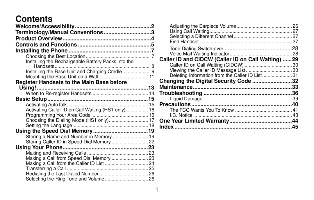 Uniden DXI4561 Series, DXI4560 Series, DXI4560 Series, DXI4561 Series manual Contents 