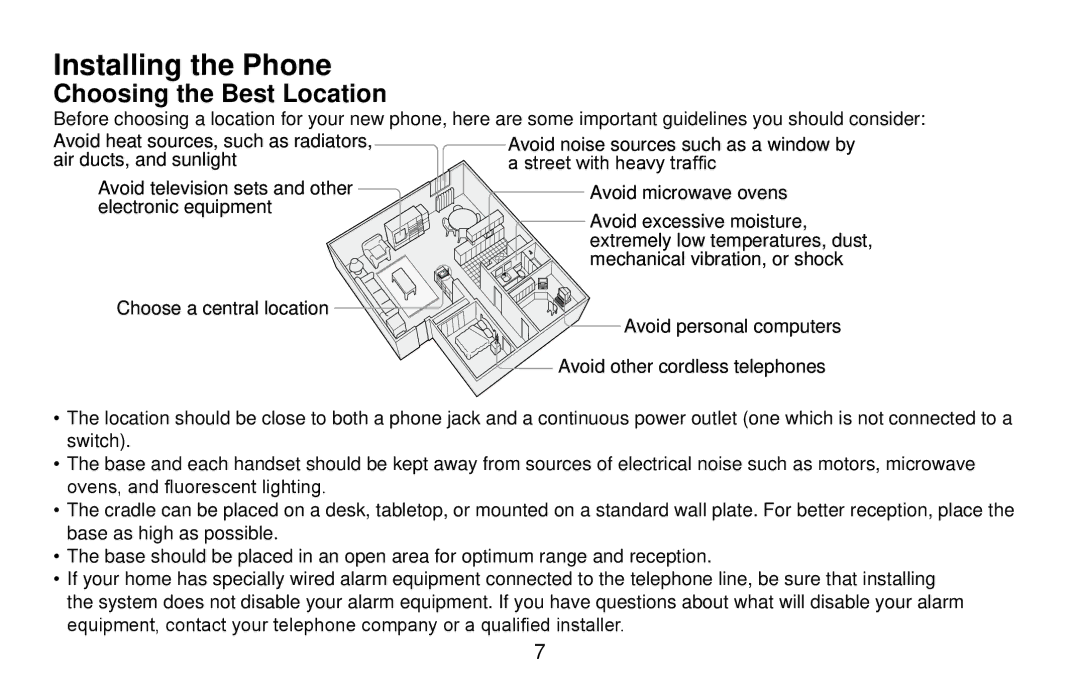 Uniden DXI4561 Series, DXI4560 Series, DXI4560 Series, DXI4561 Series Installing the Phone, Choosing the Best Location 