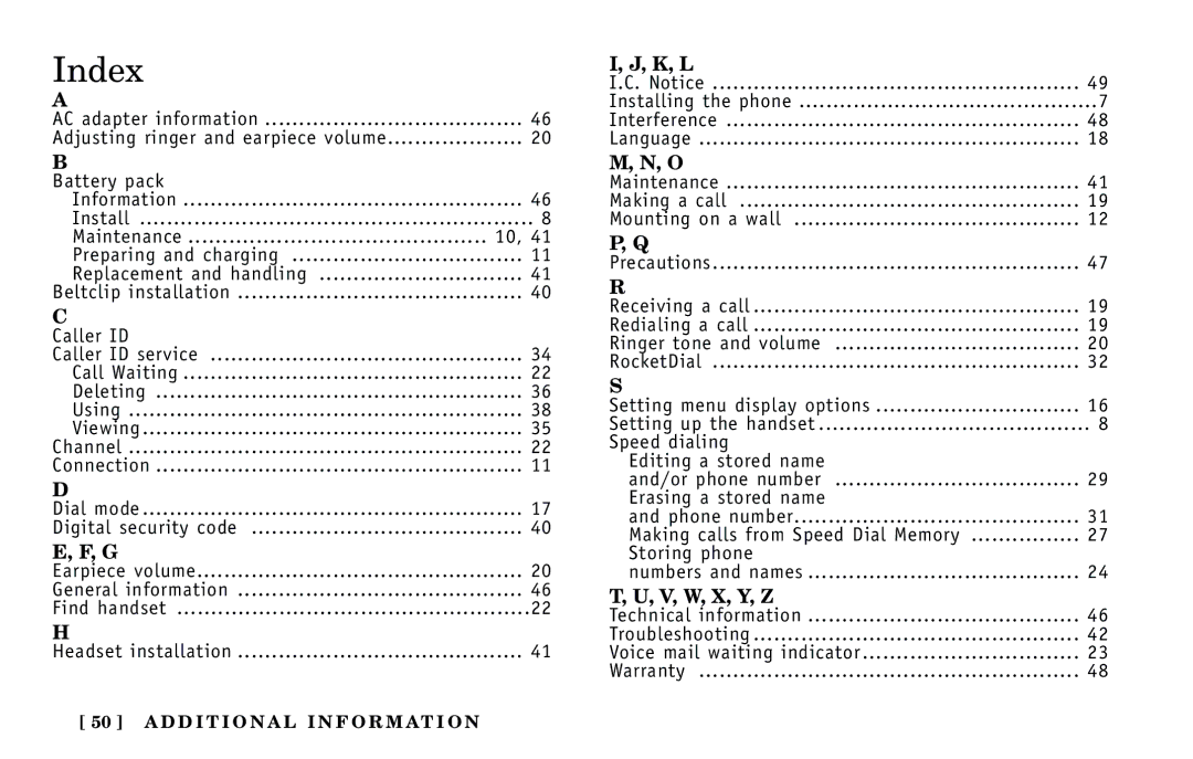 Uniden DXI5186-2 manual Index, K, L 