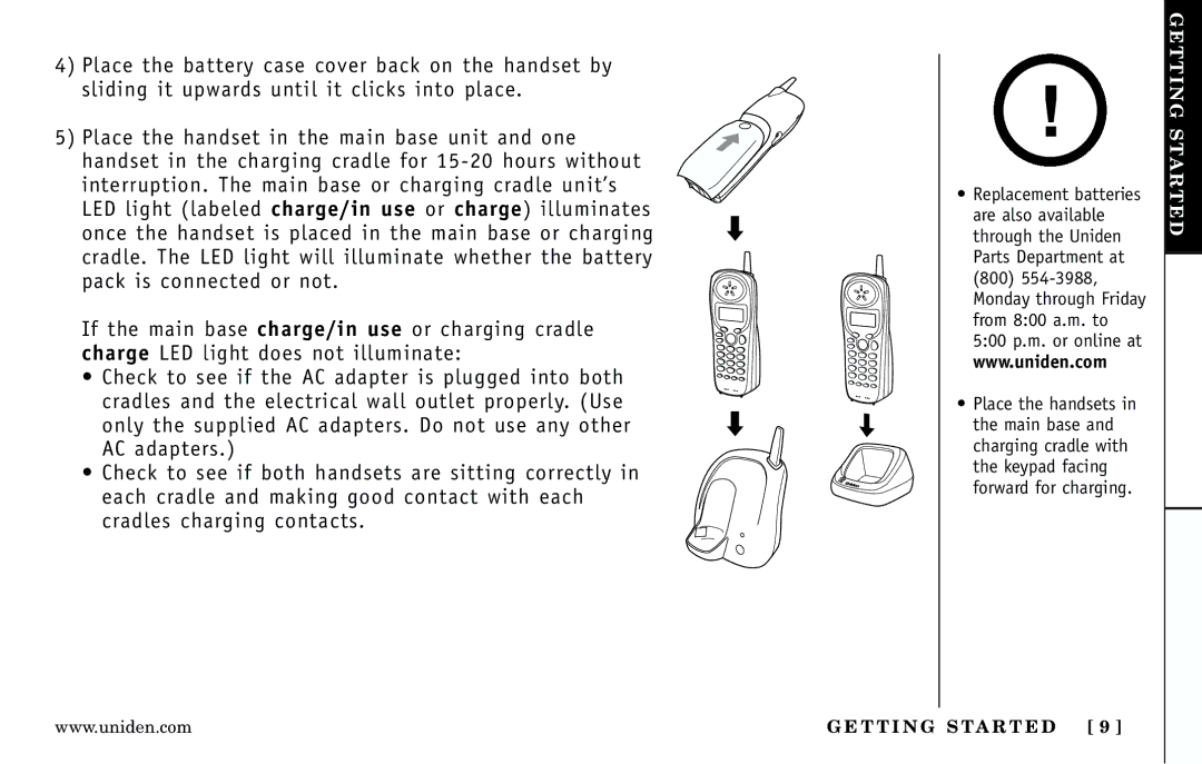 Uniden DXI5186-2 manual T T I N G S Ta R T E D 